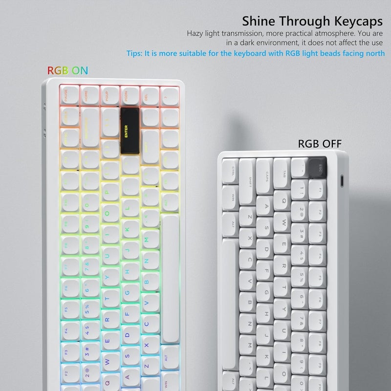 Womier Keycaps, Low Profile Keycaps, Shine Through Custom PBT Keyboard Key caps for 60% 65% 75% 80% 100% Cherry Gateron MX Switches Mechanical Keyboard,White Backlight - Image 4